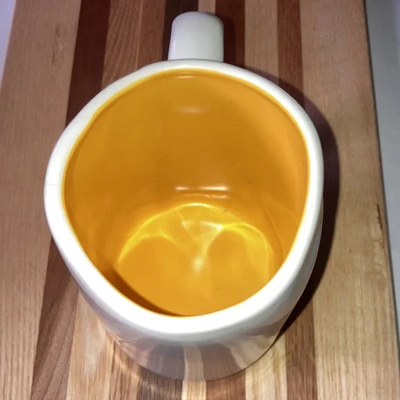 RAE DUNN White Ceramic Mug Sun Palm Tree LA Yellow Inside Los Angeles New - Picture 3 of 6